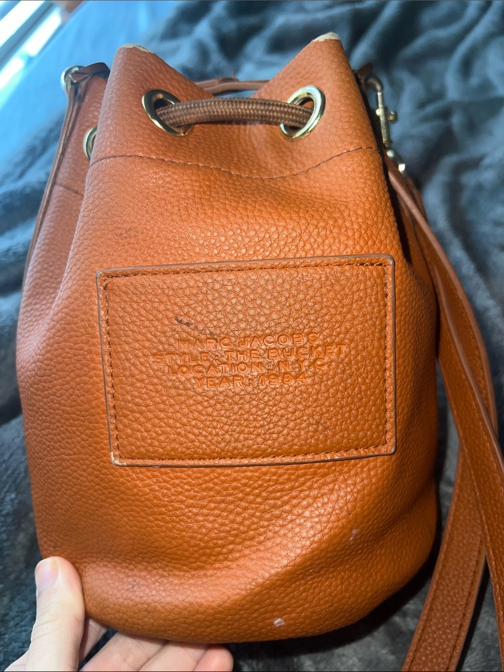 Original Worn Marc Jacobs Orange Drawstring Bucket Bag with Braided Handle - Picture 7 of 14